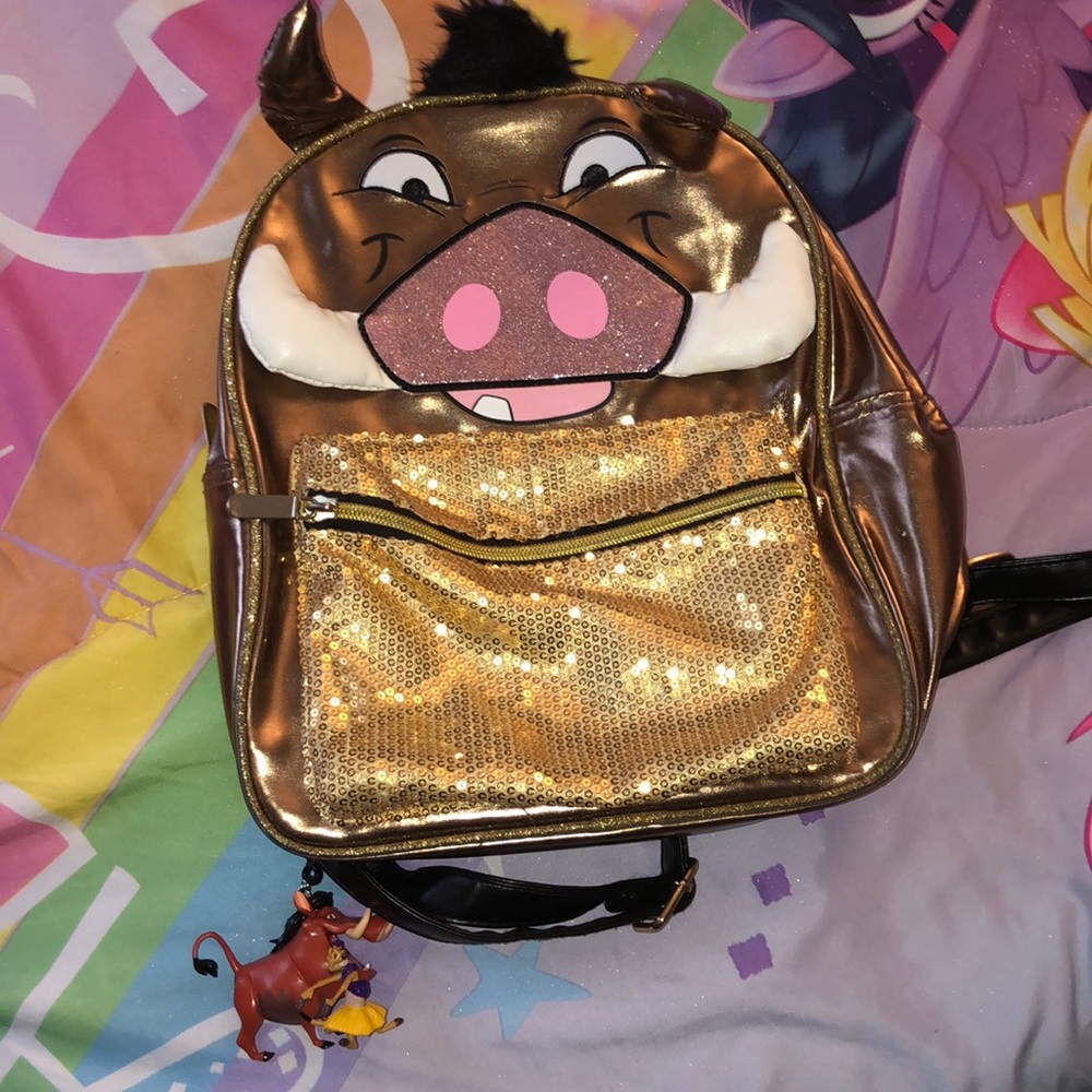 Pumbaa Sequin Backpack with Keychain Included